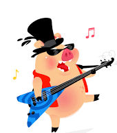 A pig in hat with guitar rock performer Royalty Free Vector